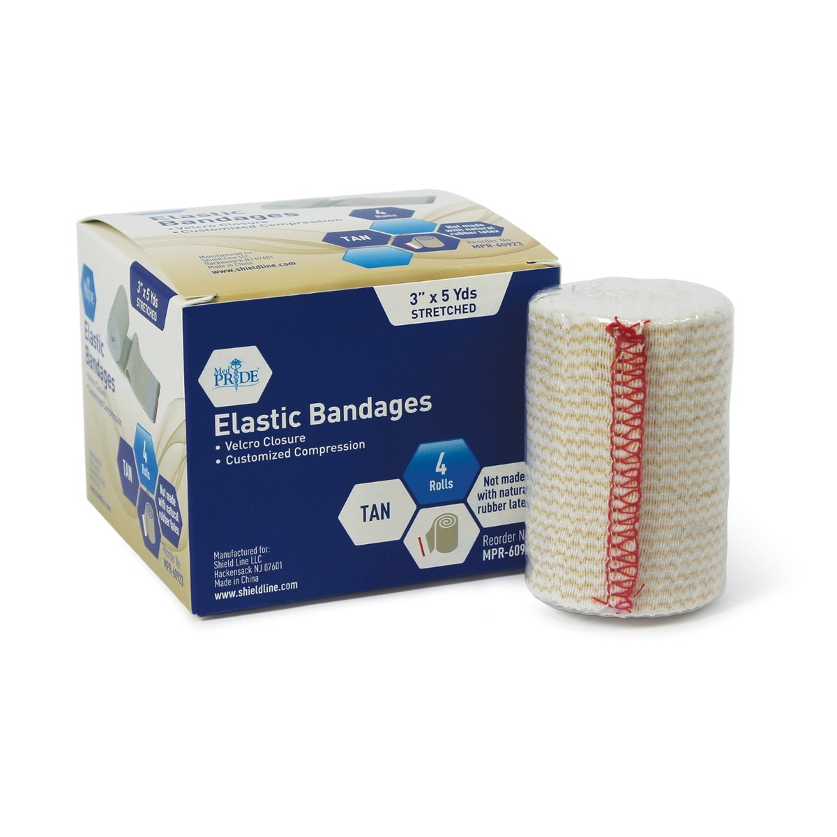 ELASTIC BANDAGE 3" VELCRO 4 CT RED-90/cs