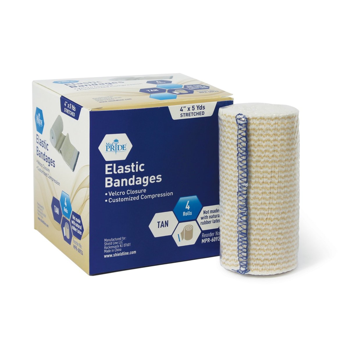 ELASTIC BANDAGE 4" VELCRO 4 CT BLUE 60/cs