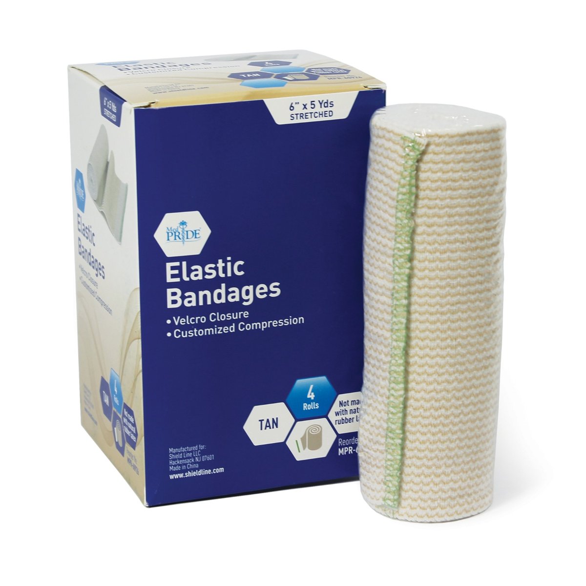 ELASTIC BANDAGE 6" VELCRO 4 CT GREEN 45/CS