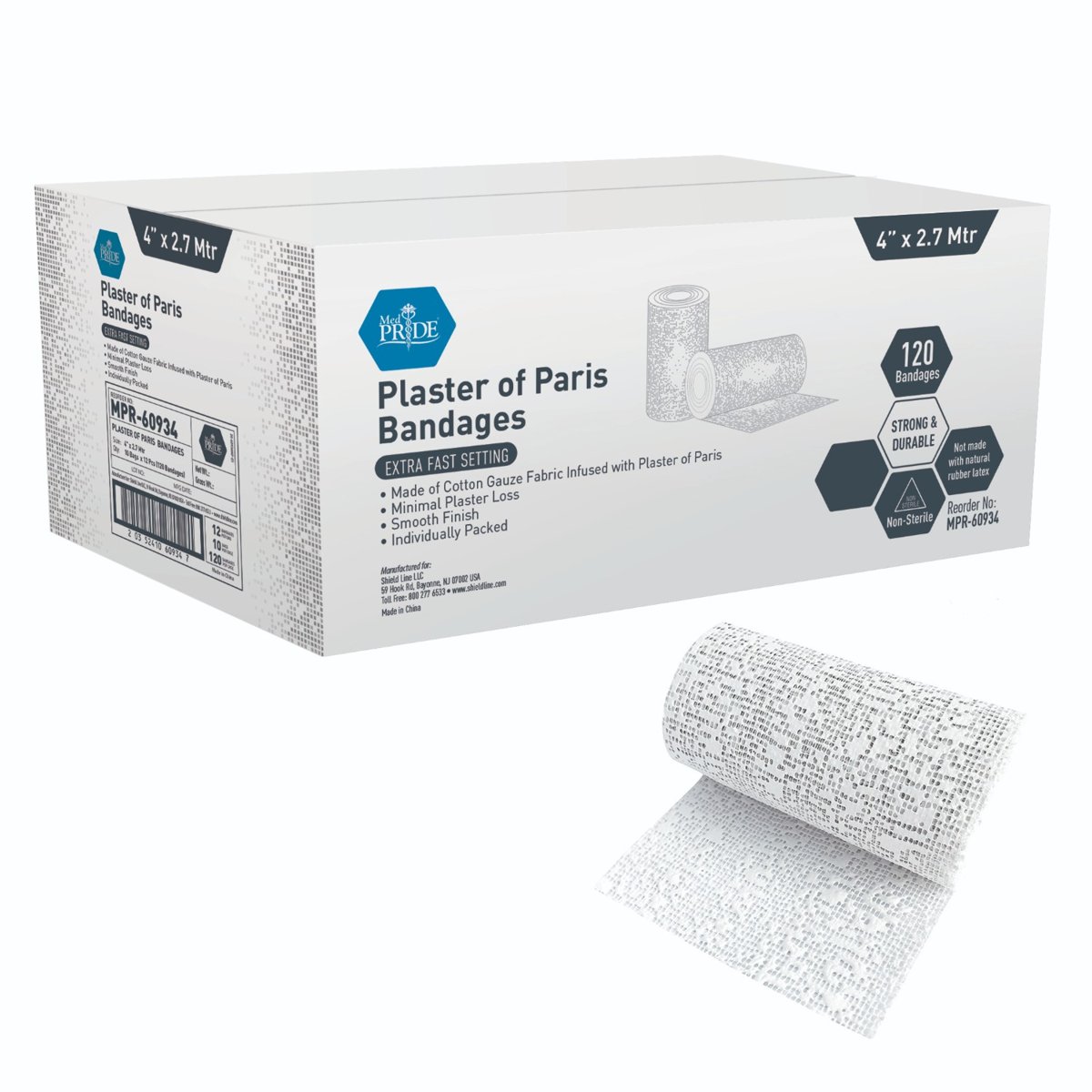 Plaster of Paris Bandage-4"x2.7 m-10/12/cs
