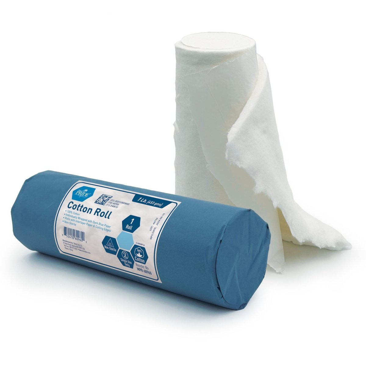 100% Cotton Roll 1lb-Ind Wrap/cutting edges1/25/Cs