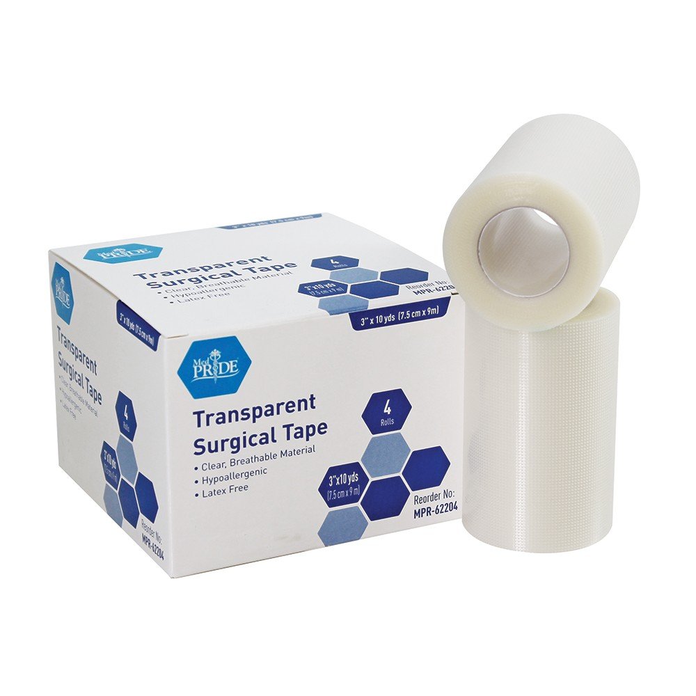 Transparent Surgical Tape, 3x10 Yds - 12/4/cs."