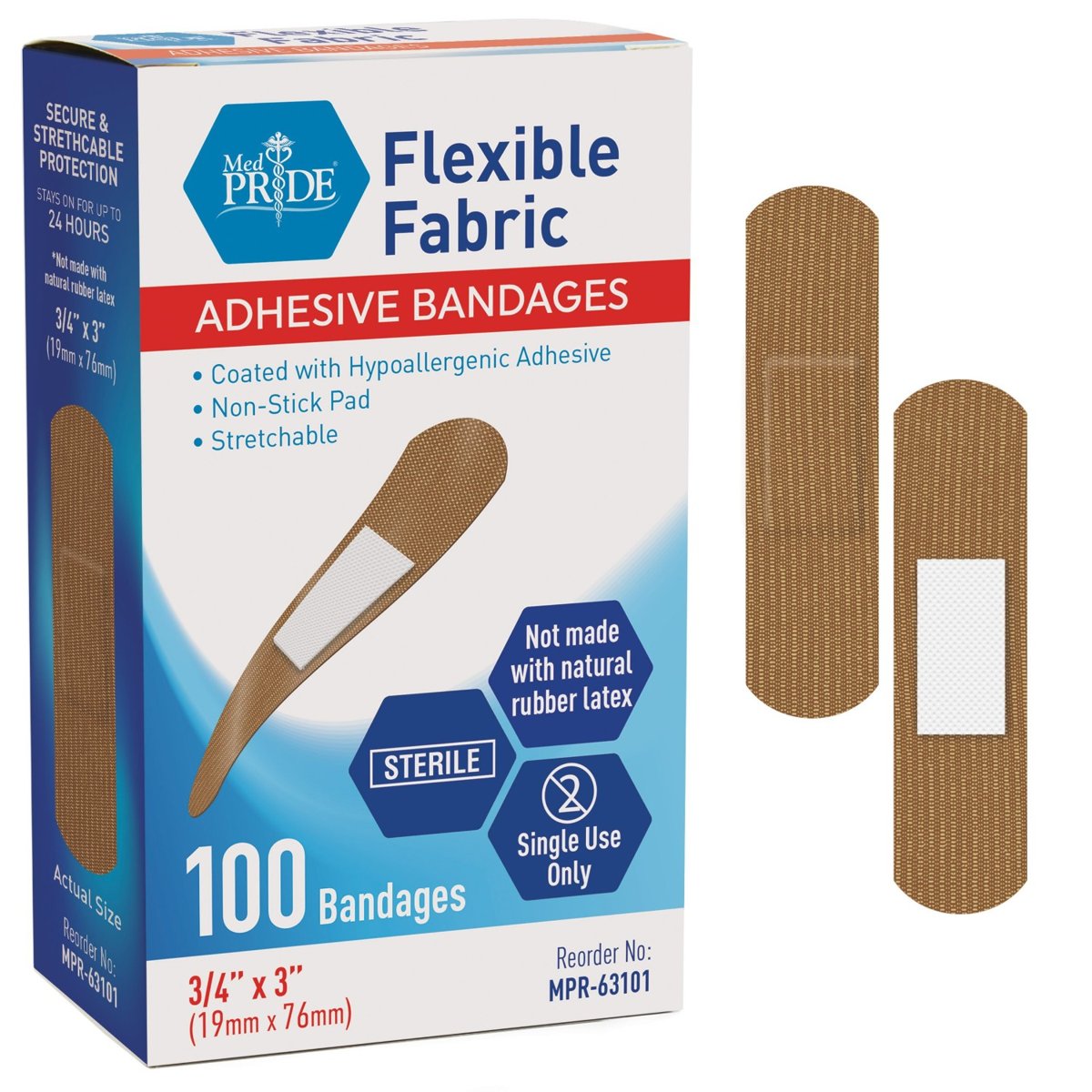 Adhesive Bandage,Fabric 3/4 x 3"Sterile-24/100/cs