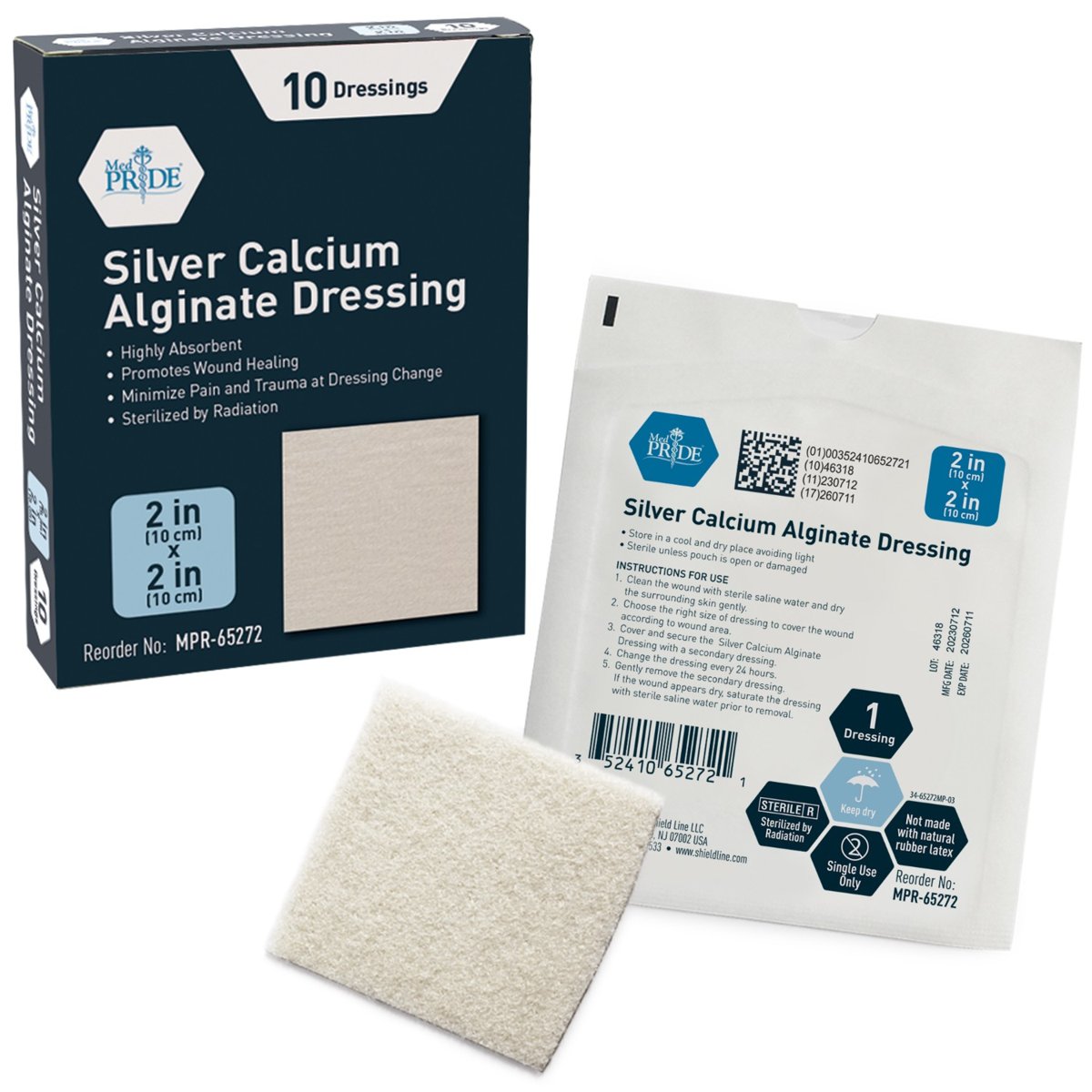 Silver Calcium Alginate 2X2'' 10/BX 10