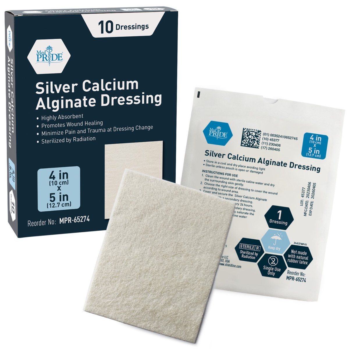 Silver Calcium Alginate 4X5'' 10/BX