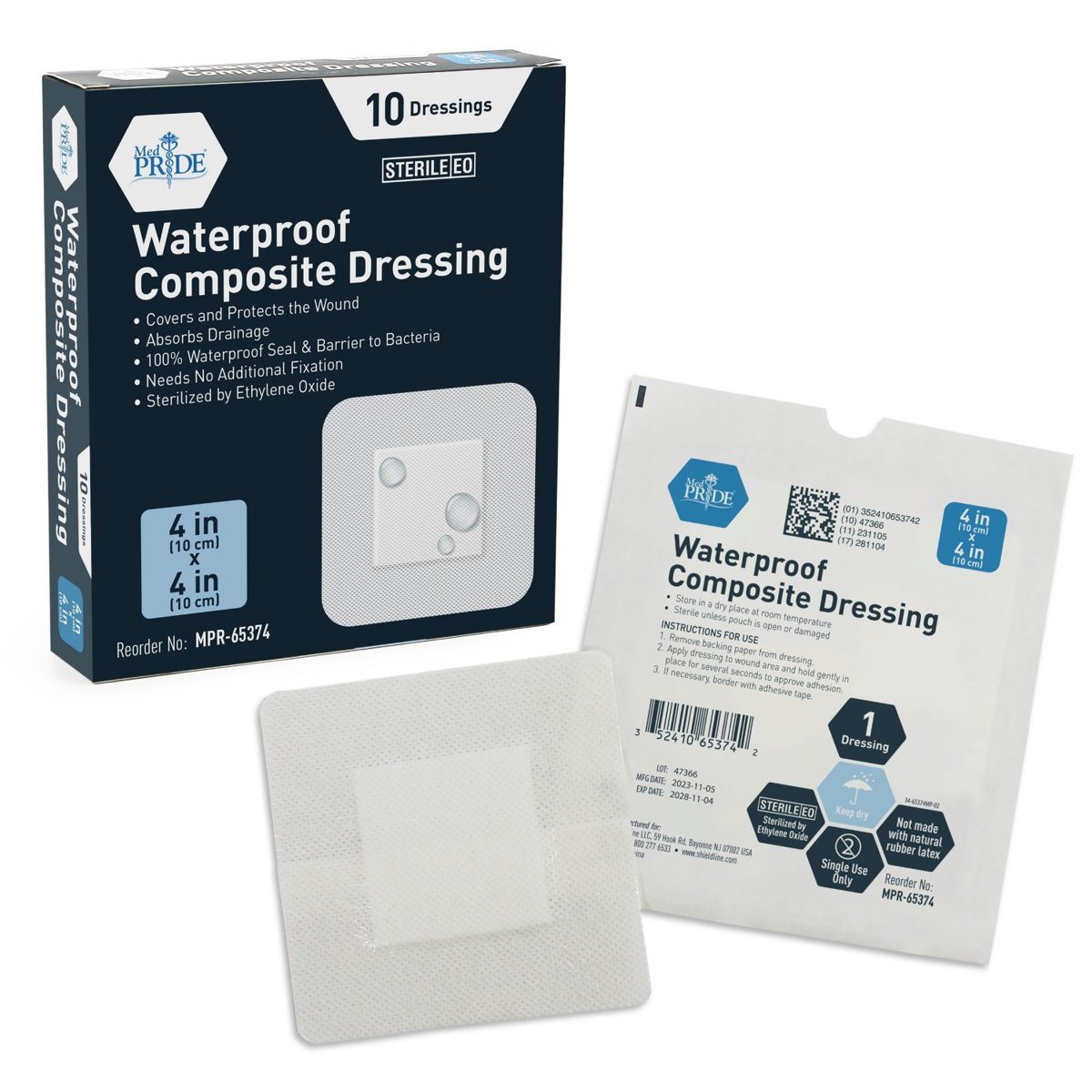 Waterproof Composite Dressing 4X4'' 10/bx 20/cs