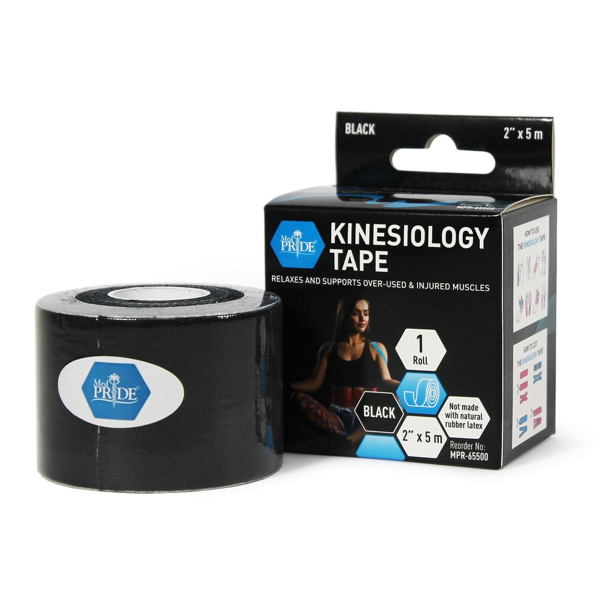 KINESIOLOGY TAPE BLACK 2"x5m 24/bx 6 BOX/CS