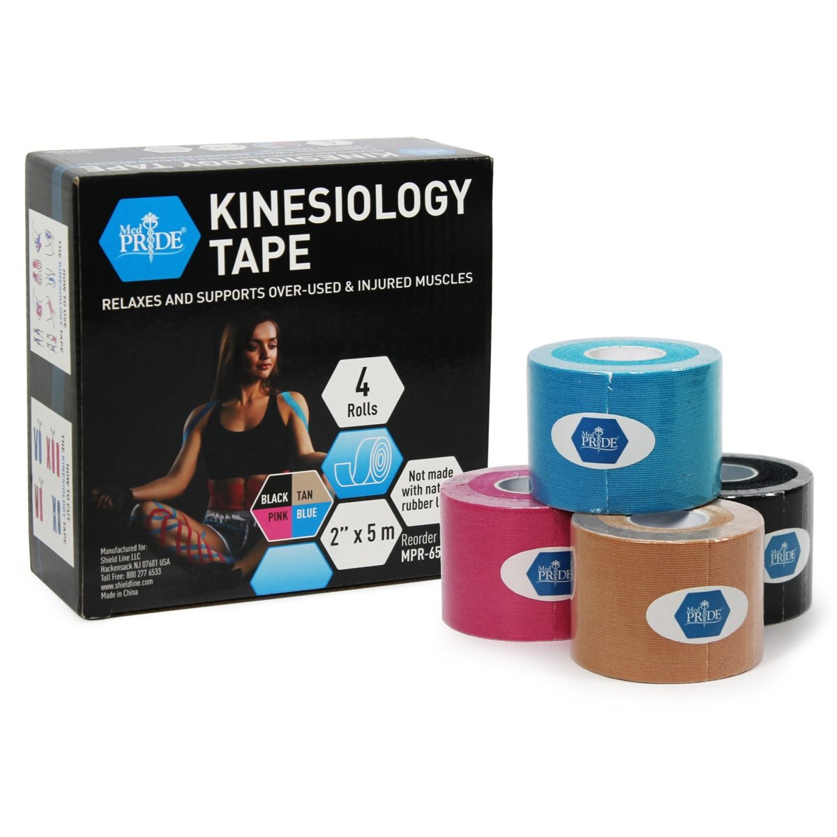KINESIOLOGY TAPE MULTI -COLOR 2"x5m 4/BX 30BX/CS