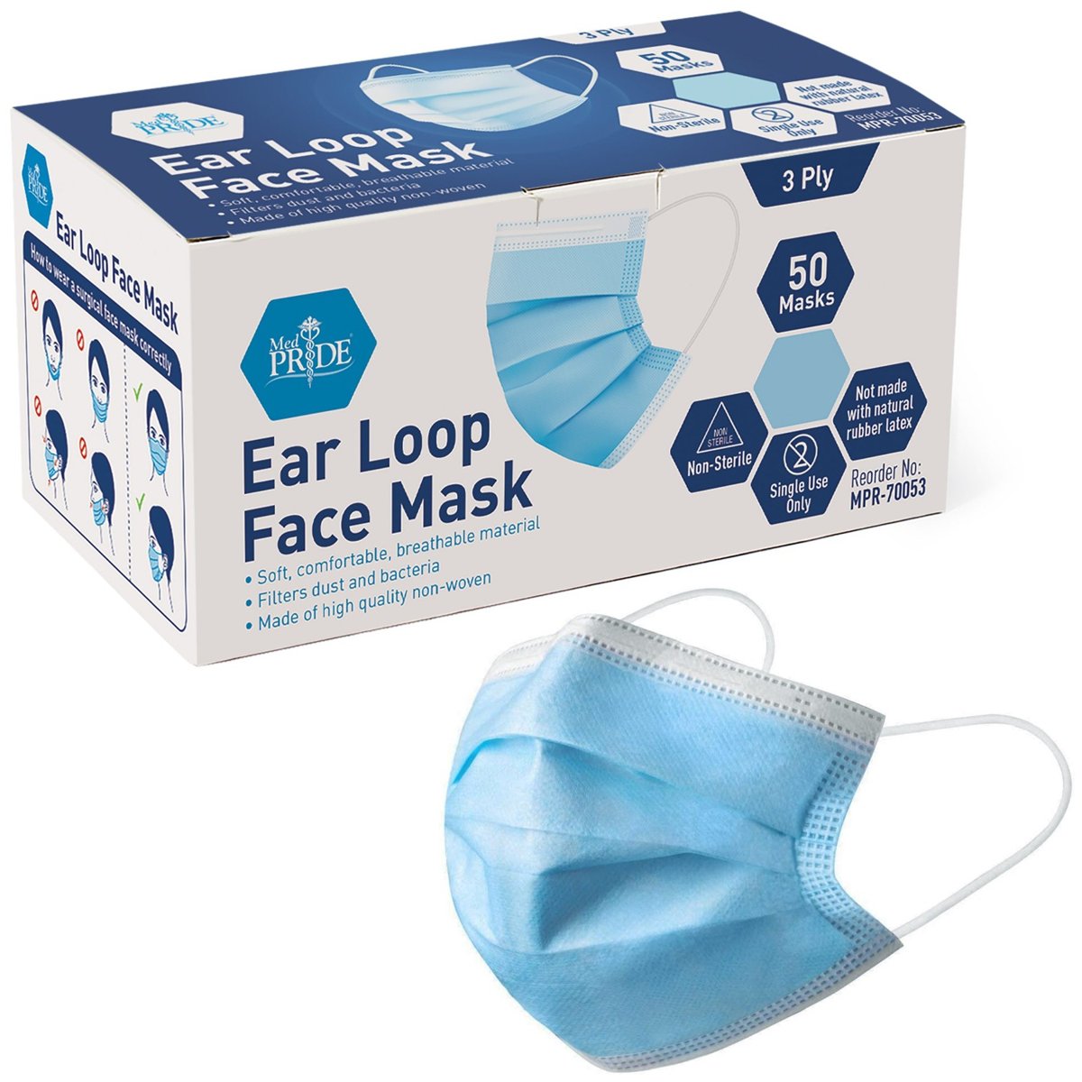 Earloop Face Mask - Blue -CS