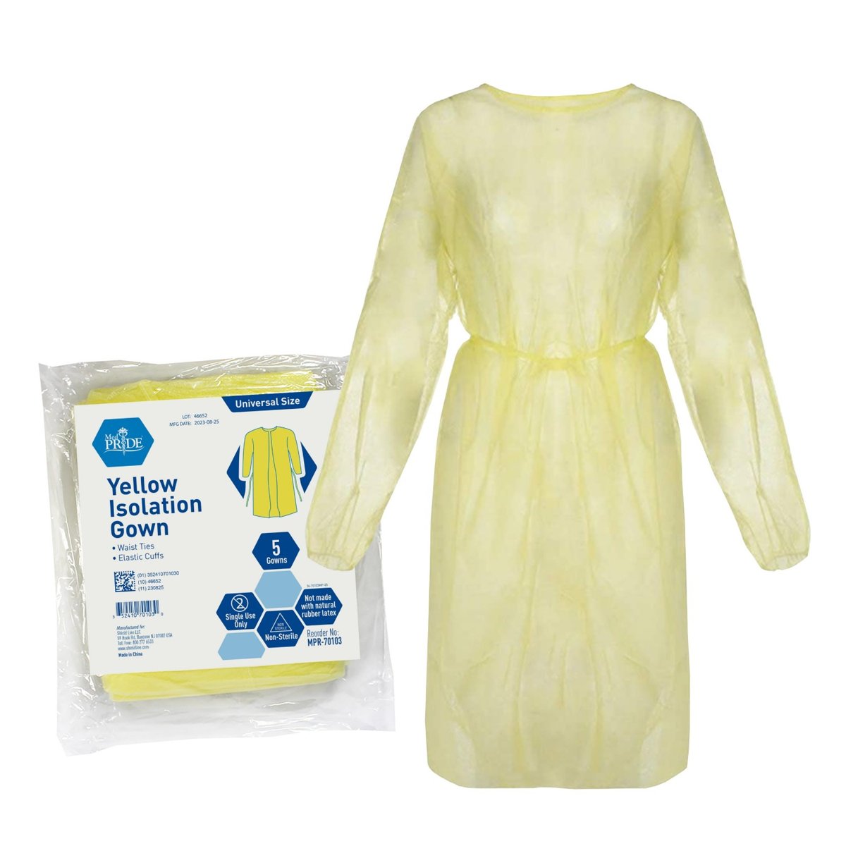 ISOLATION GOWN STANDARD - YELLOW - UNV