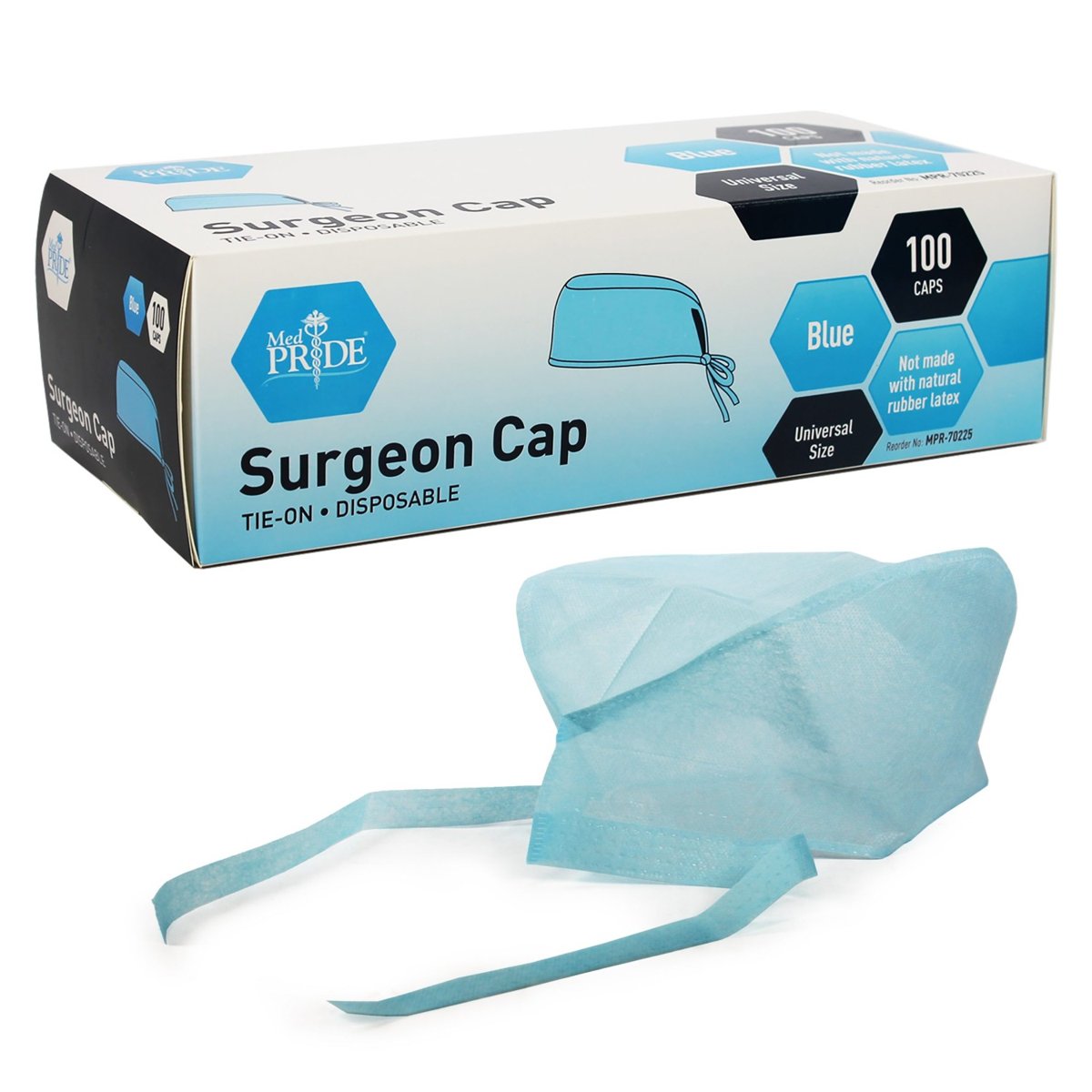 MEDPRIDE SURGEON'S CAP -BLUE - 5/100/CS