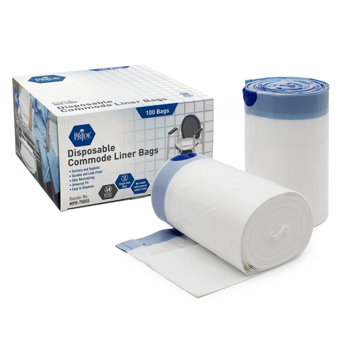 COMMODE LINER LDPE WHITE 100 CT/6/CS