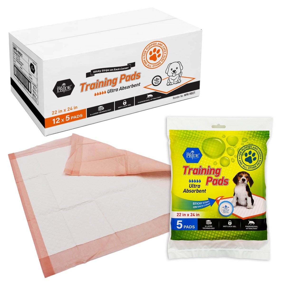 TRAINING PADS FOR PUPPY 22X24 5 CT 12/cs