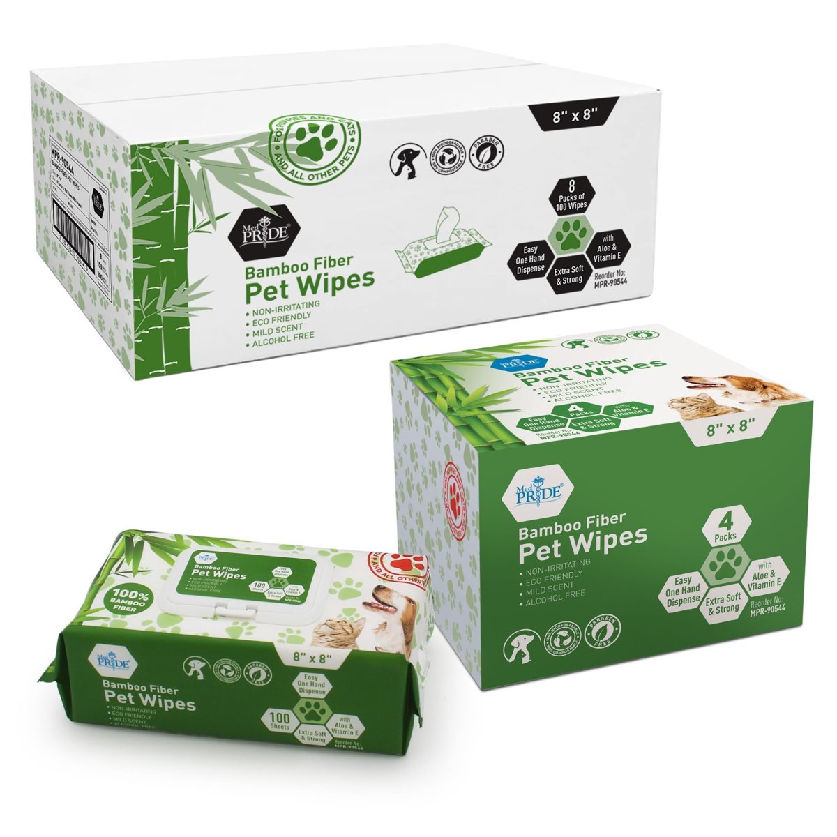 MEDPRIDE PET WIPES 100 CT 2x4/cs