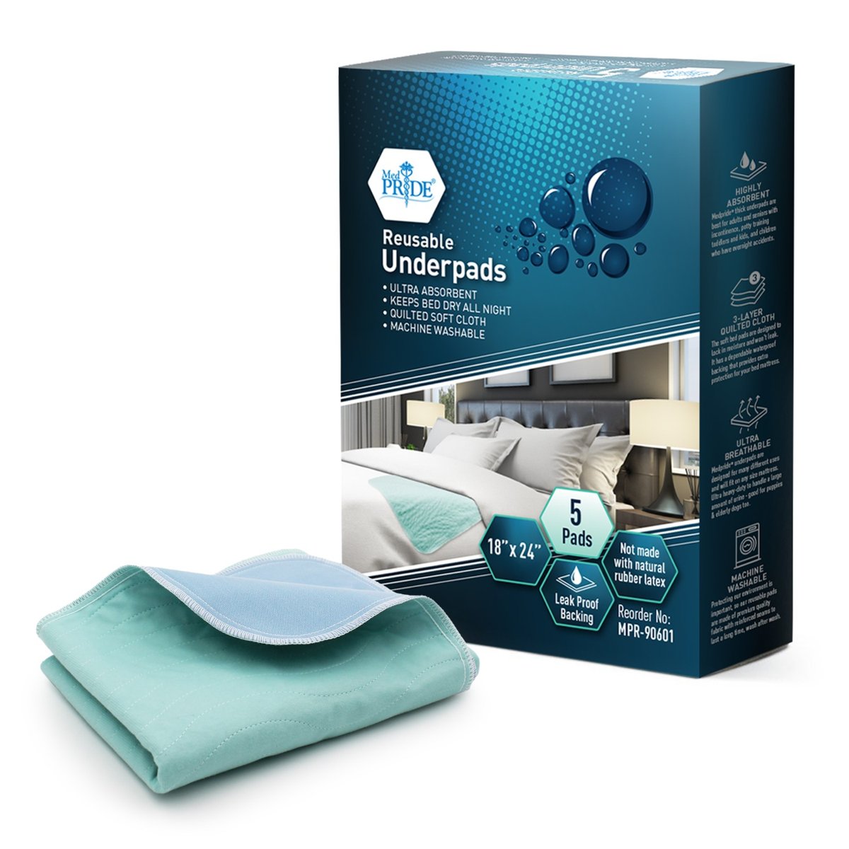 REUSABLE UNDERPAD 18x24 5 CT 4/CS