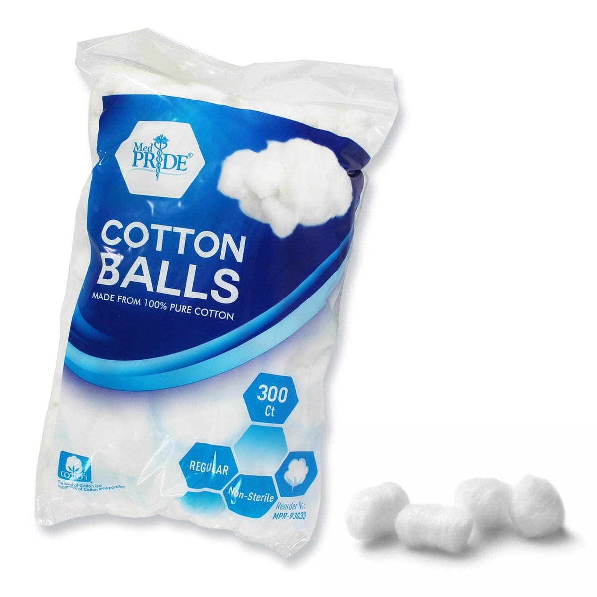 MEDPRIDE COTTON BALLS RG- 300 CT/48 BAG/CS