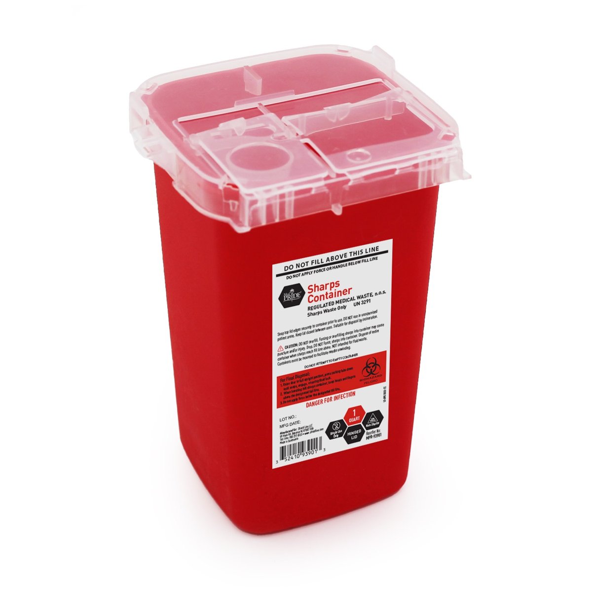 SHARPS CONTAINER 1 QT HINGED LID 100/CS