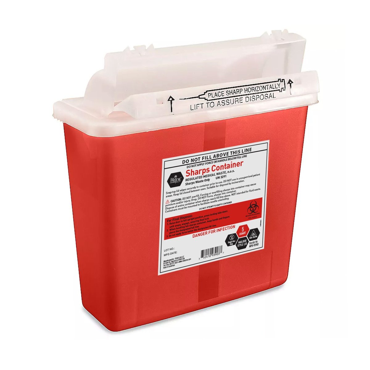 SHARPS CONTAINER 5 QT HINGED 20/CS
