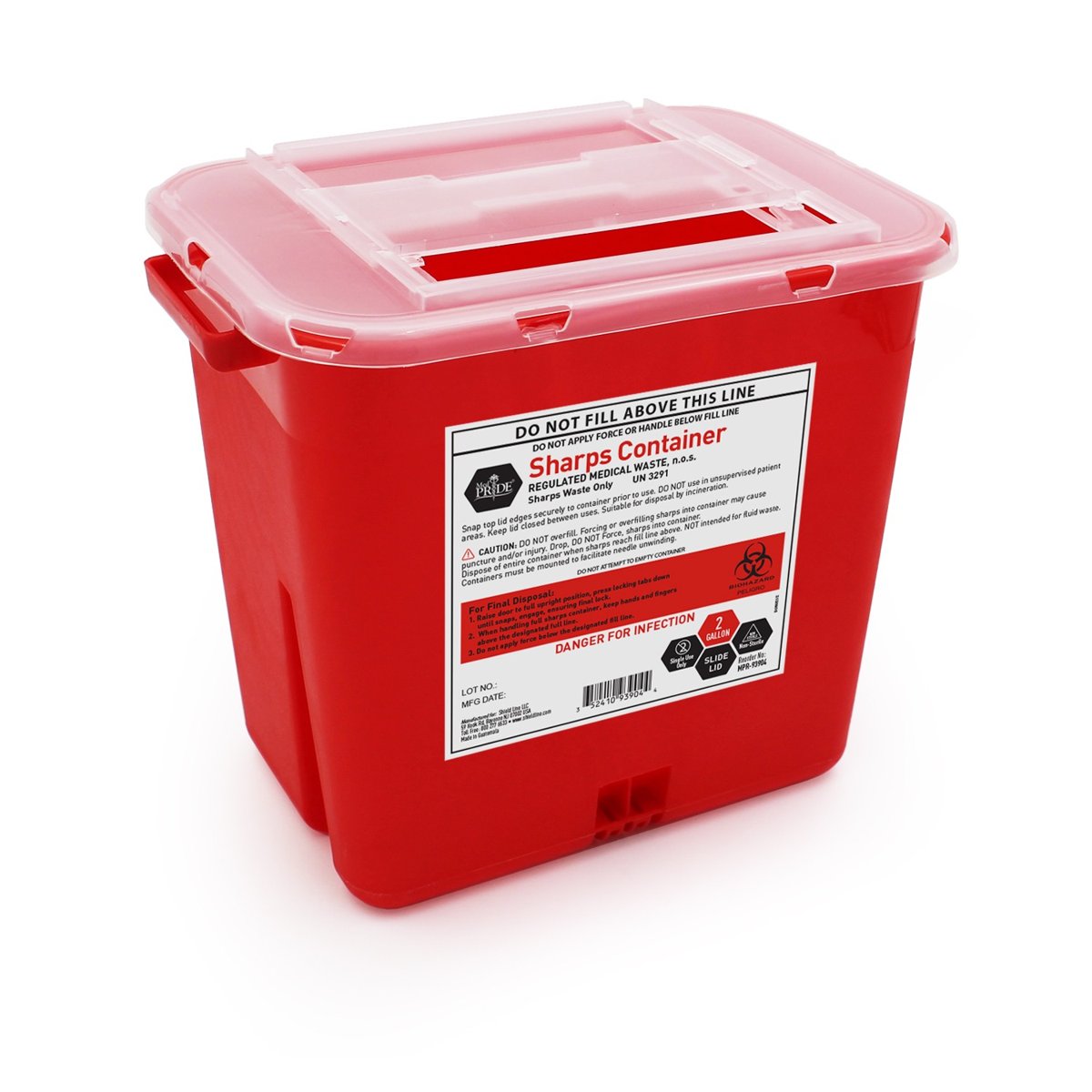 SHARPS CONTAINER 2 GAL SLIDE LID 20/CS