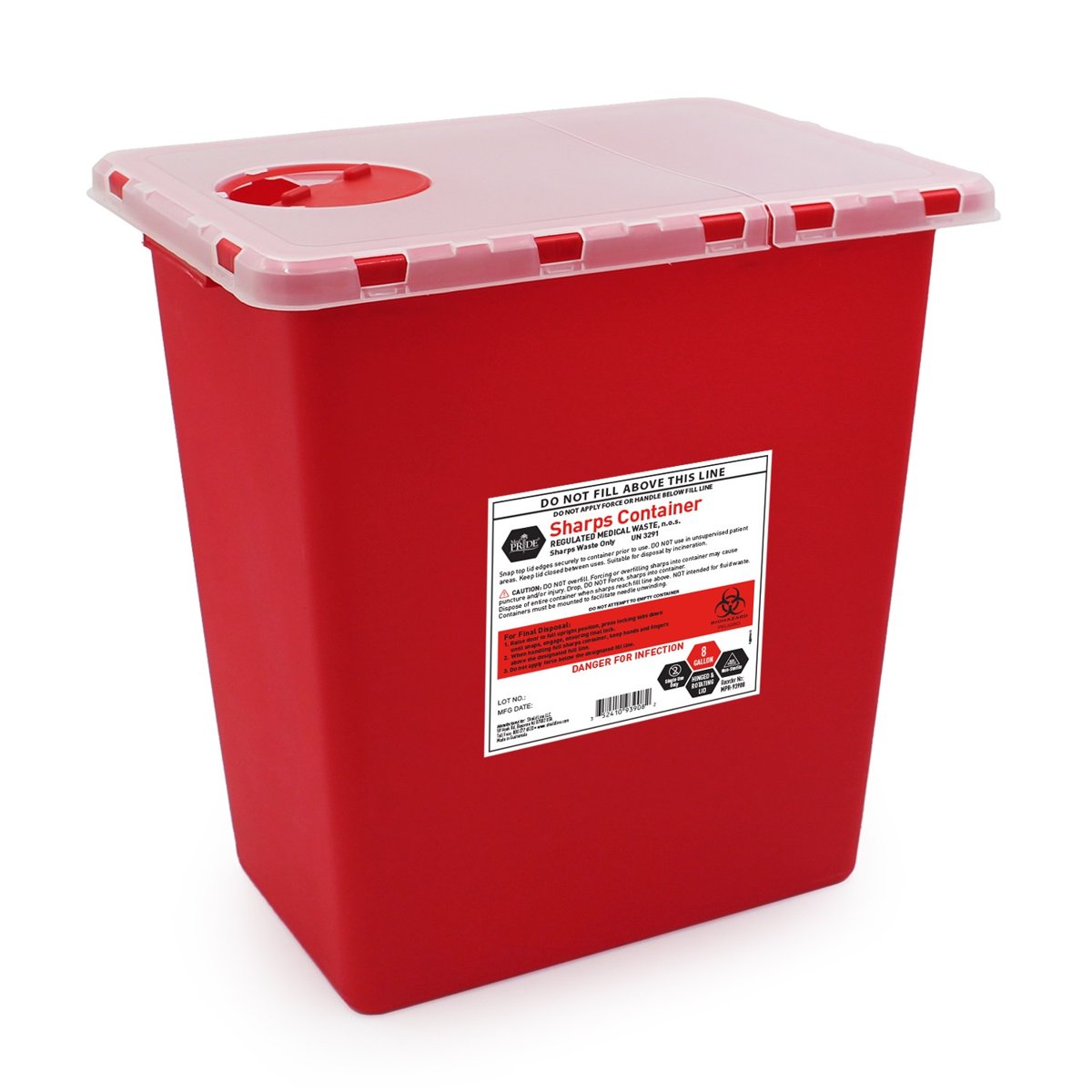 SHARPS CONTAINER 8 GAL HNG & RTR OPEN 10/CS