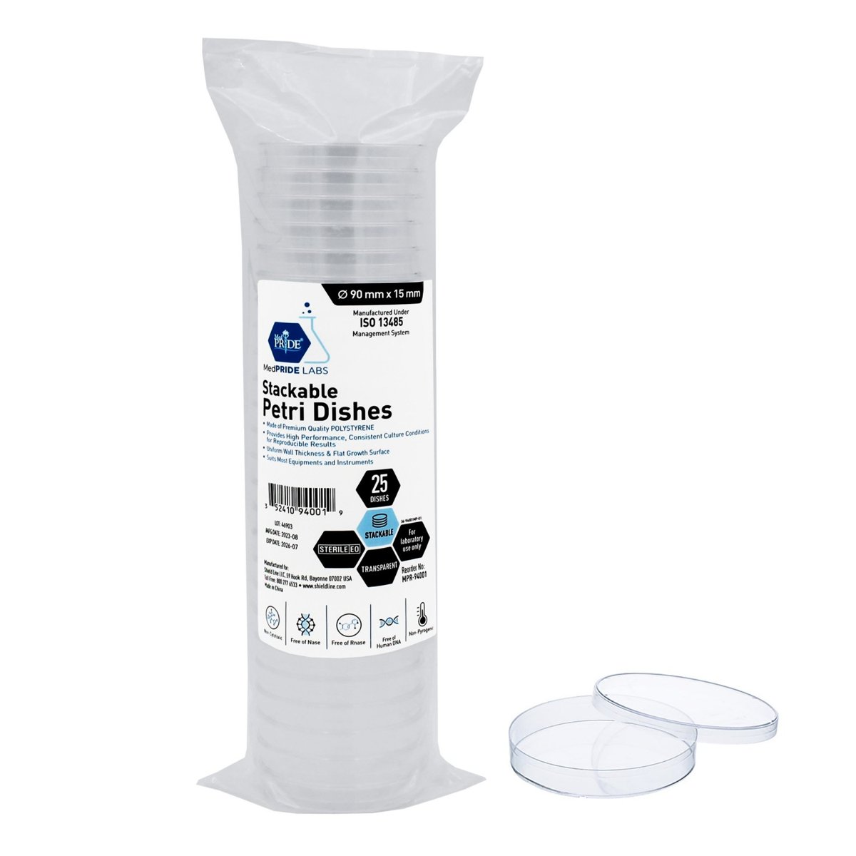 PETRI DISHES STACKABLE 15X90 mm STRL 25/20/CS