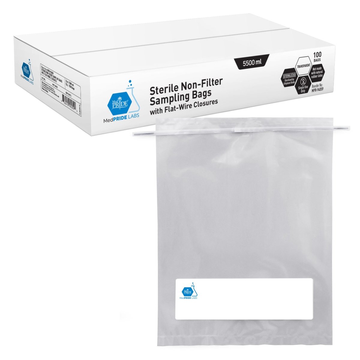 SAMPLE BAGS NON FILTER 5500ml STERILE 2/100