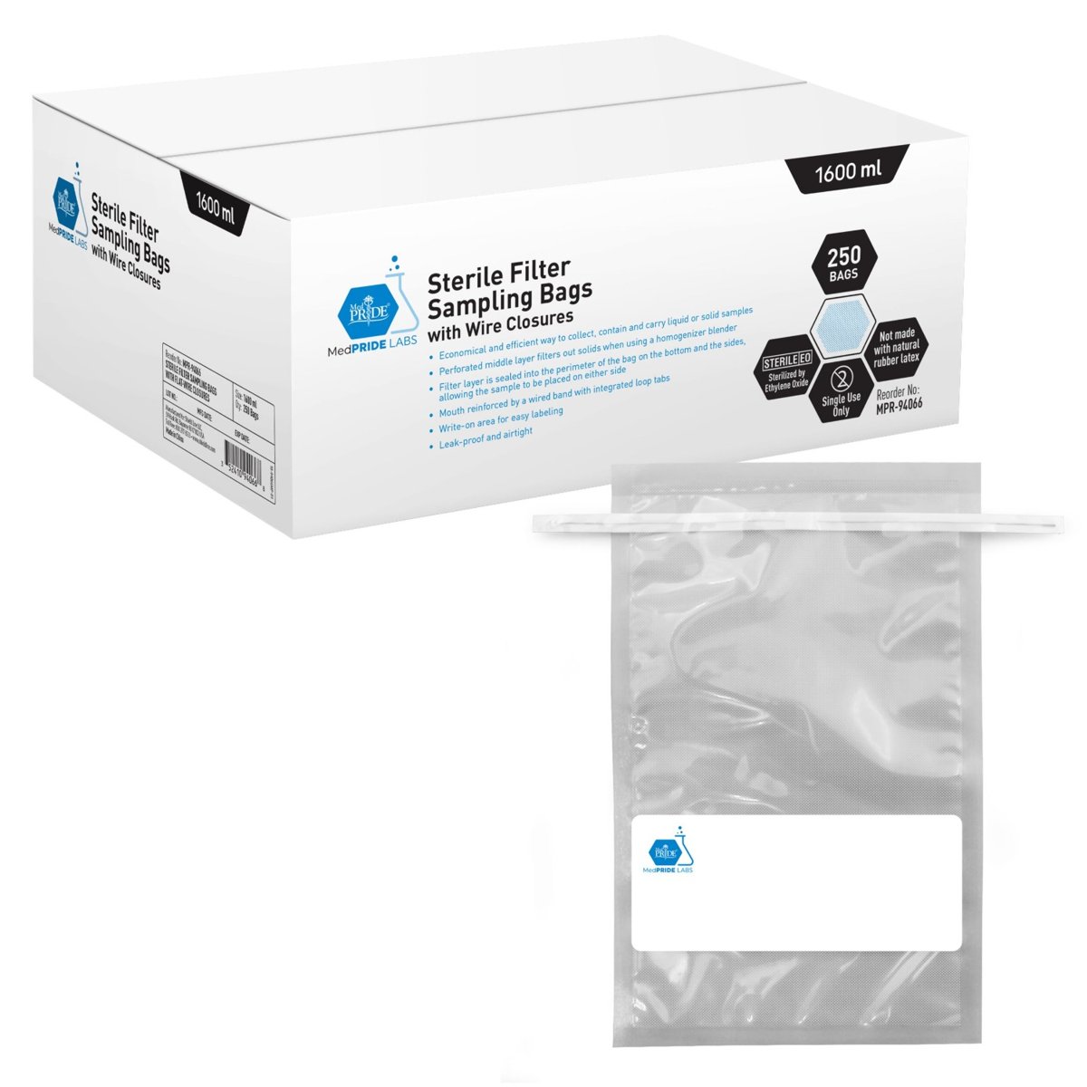 SAMPLE BAGS FILTER 1600ml STERILE 4/250
