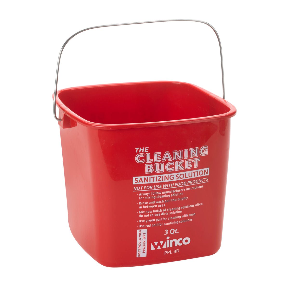 CLEANING BUCKET 3QT., RED SANITIZING SOLUTION